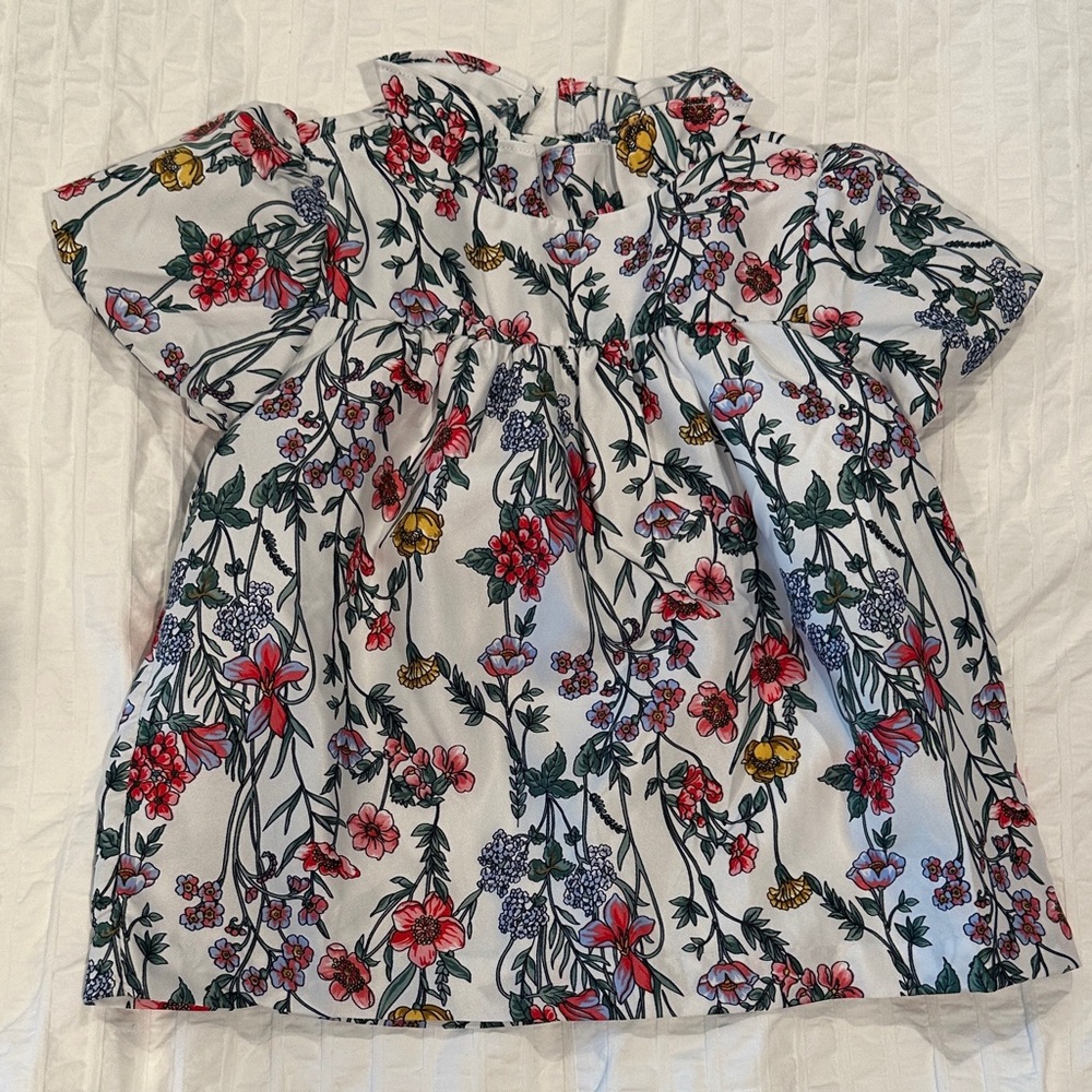 Janie and Jack Floral Kids Blouse - White and Multicolor